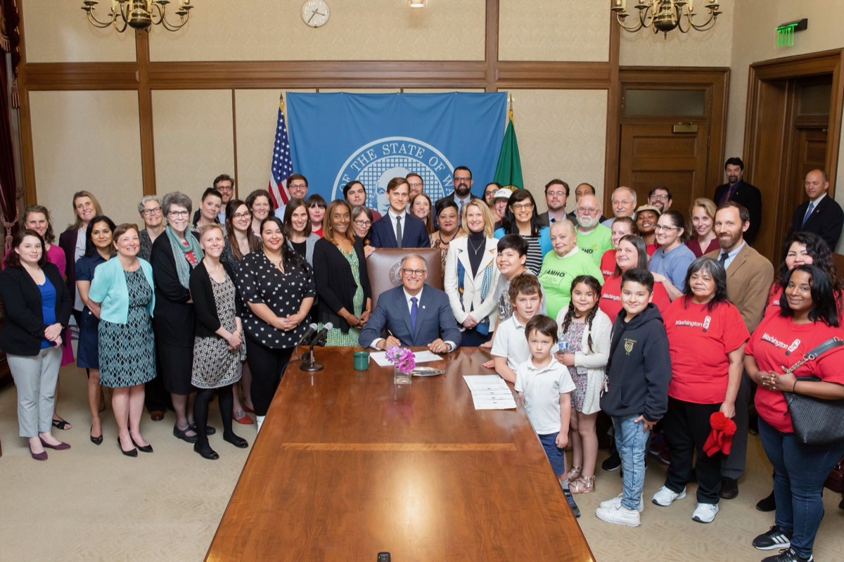 Gov. Inslee signs Senate Bill 5600, May 2019